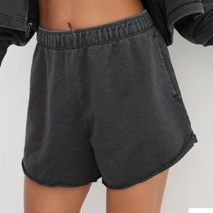 AERIE | High Waisted Beach Party Short in Smoked Grey XS